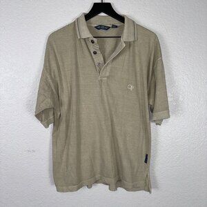 Vintage Ocean‎ Pacific Shirt Mens Medium Polo Tan OP 100% Cotton Short Slev